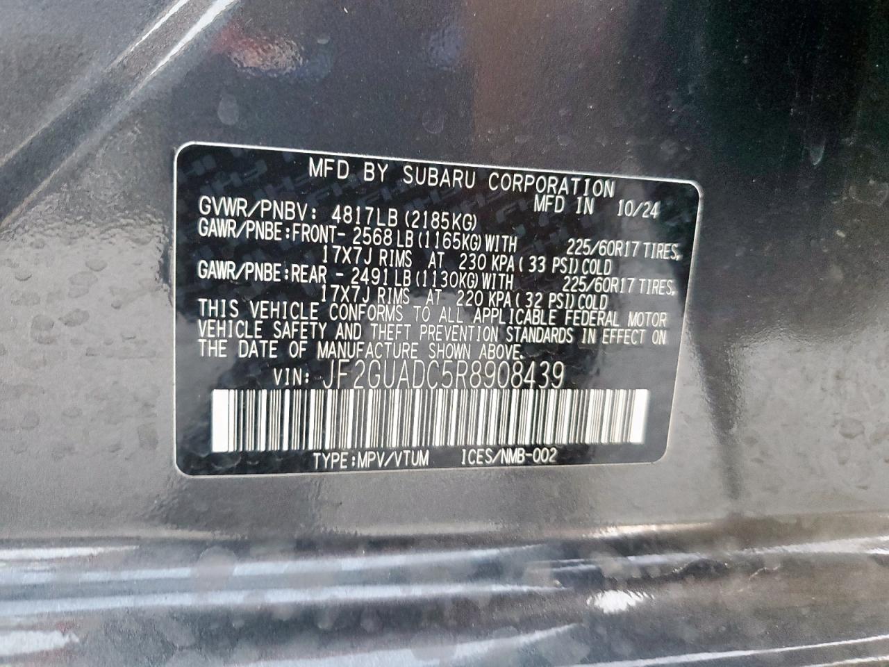 2024 Subaru Crosstrek Premium VIN: JF2GUADC5R8908439 Lot: 81024745