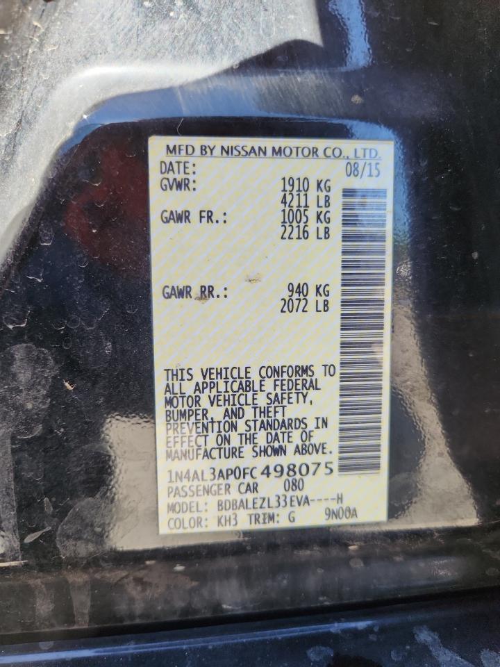 2015 Nissan Altima 2.5 VIN: 1N4AL3AP0FC498075 Lot: 84226575