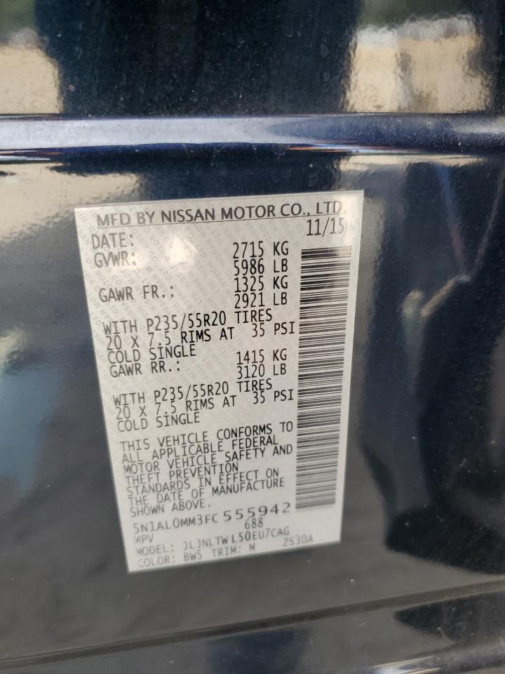 2015 Infiniti Qx60 VIN: 5N1AL0MM3FC555942 Lot: 84299465