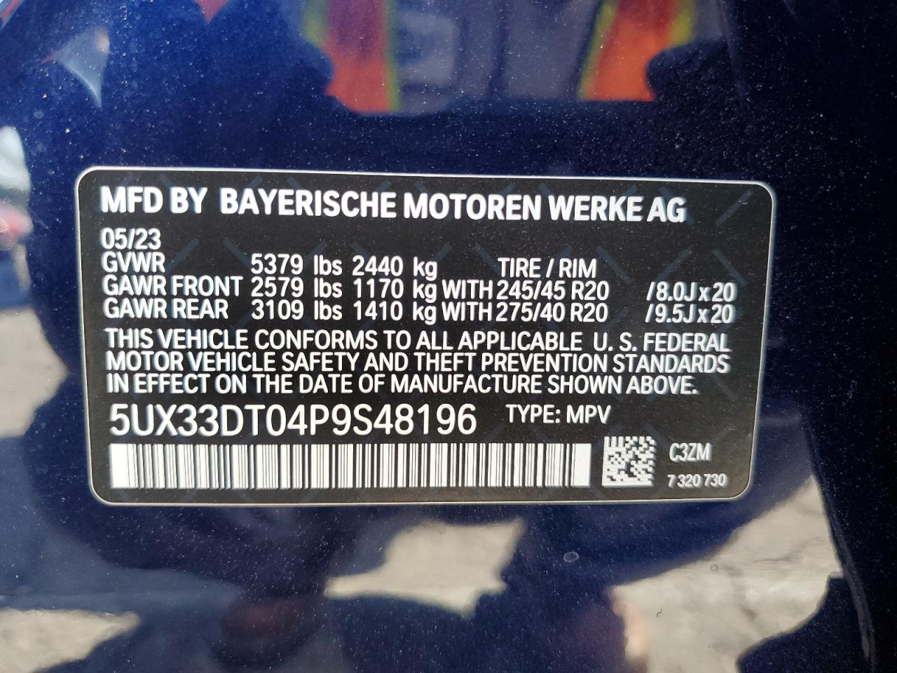 2023 BMW X4 xDrive30I VIN: 5UX33DT04P9S48196 Lot: 80565945
