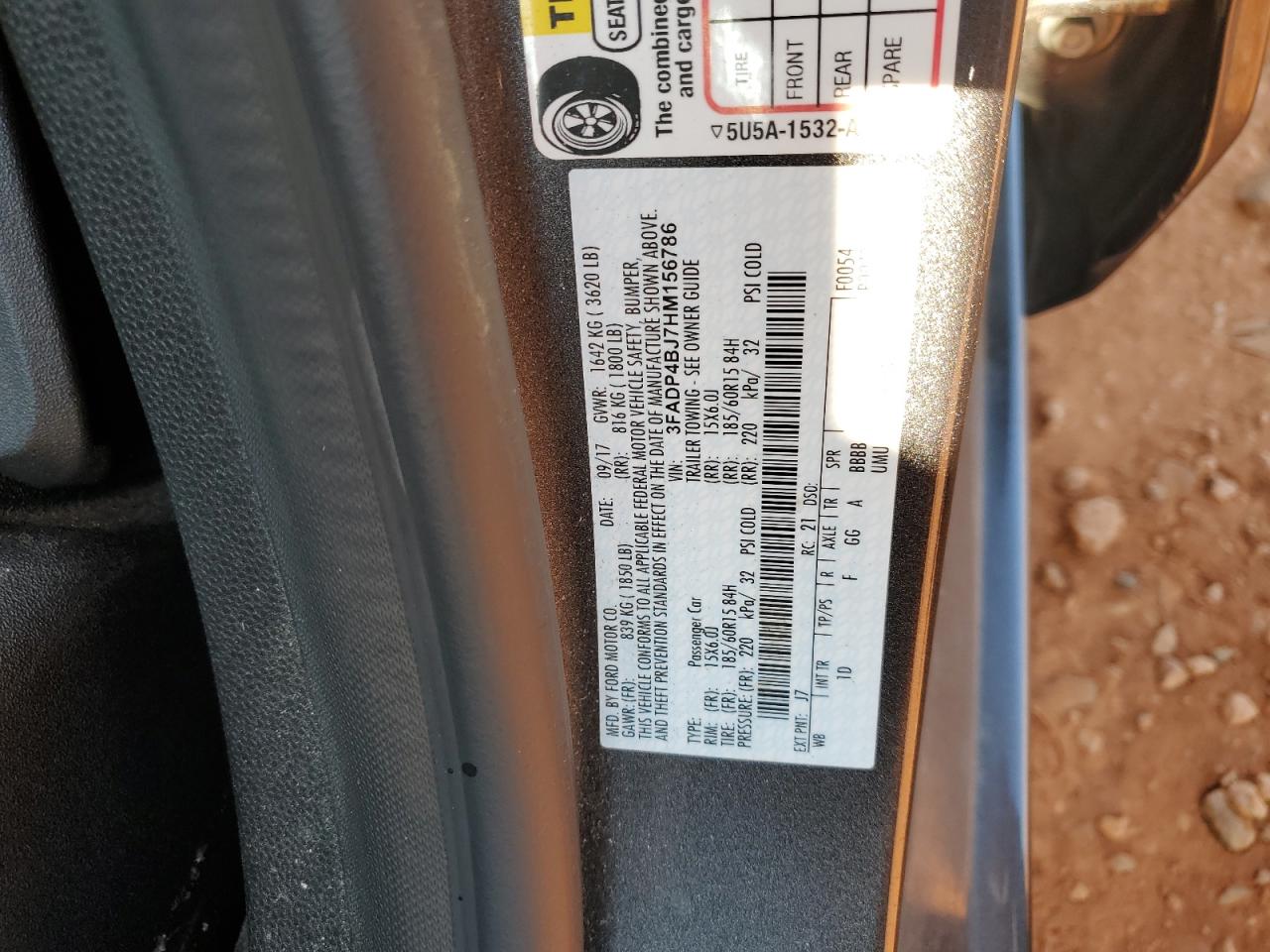 2017 Ford Fiesta Se VIN: 3FADP4BJ7HM156786 Lot: 80606615