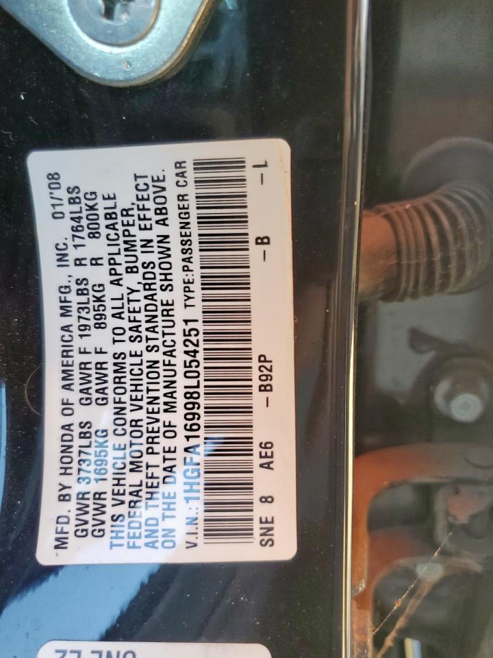 2008 Honda Civic Exl VIN: 1HGFA16998L054251 Lot: 84630845