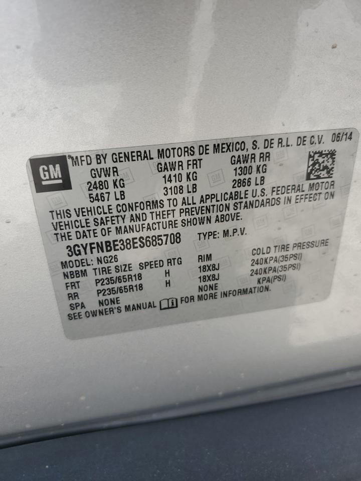 2014 Cadillac Srx Luxury Collection VIN: 3GYFNBE38ES685708 Lot: 80125725