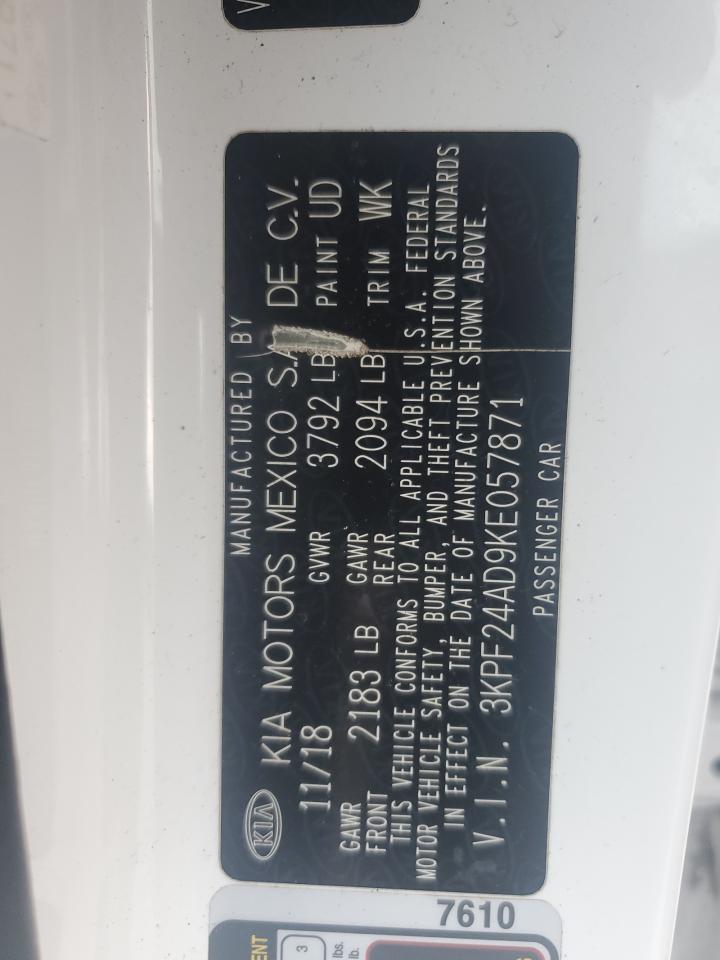 2019 Kia Forte Fe VIN: 3KPF24AD9KE057871 Lot: 83784535