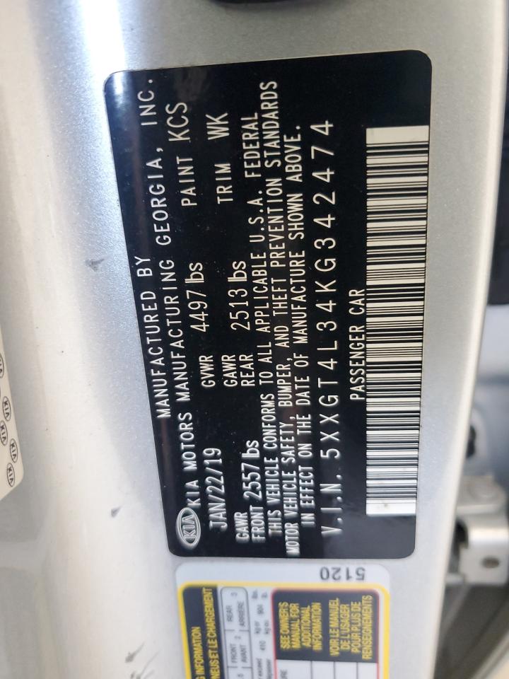 2019 Kia Optima Lx VIN: 5XXGT4L34KG342474 Lot: 80924975