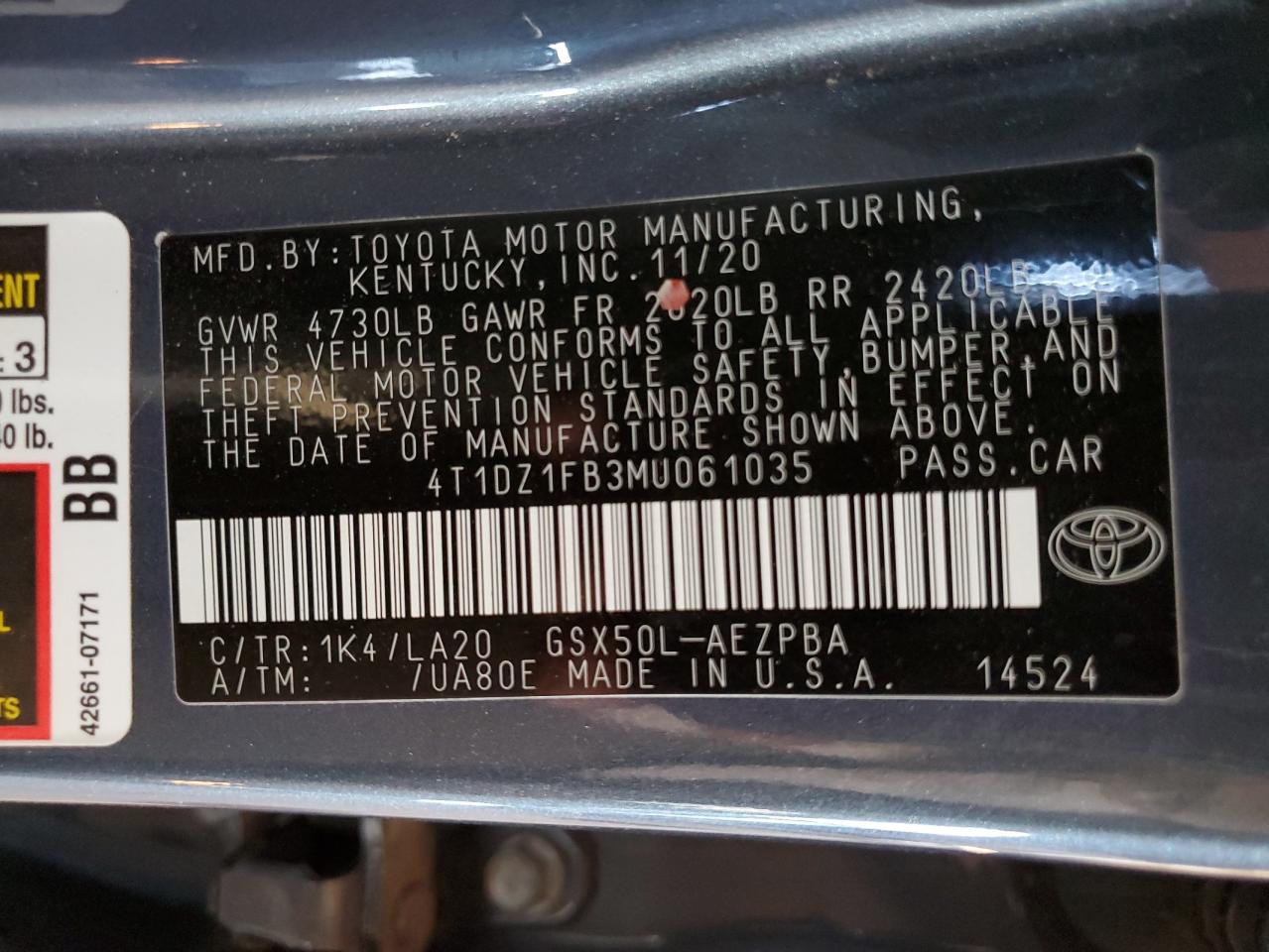 2021 Toyota Avalon Limited VIN: 4T1DZ1FB3MU061035 Lot: 82148605