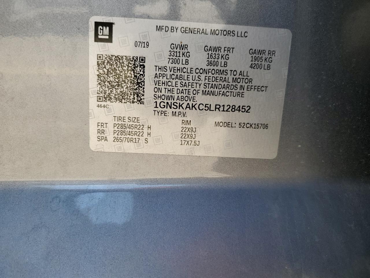 2020 Chevrolet Tahoe K1500 Ls VIN: 1GNSKAKC5LR128452 Lot: 71168455