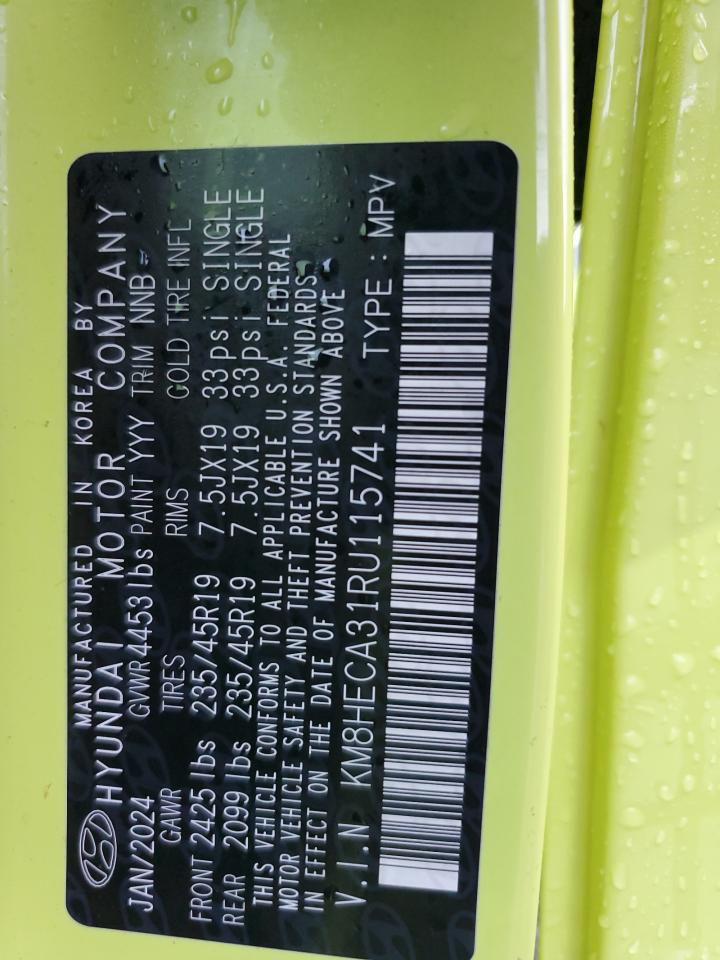 2024 Hyundai Kona Limited VIN: KM8HECA31RU115741 Lot: 83998975