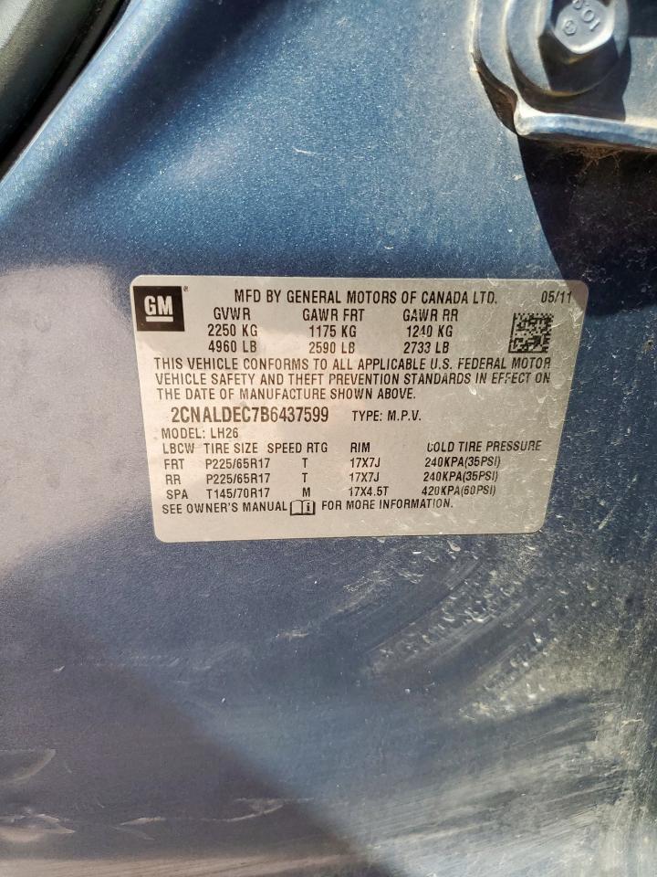 2011 Chevrolet Equinox Lt VIN: 2CNALDEC7B6437599 Lot: 81316295