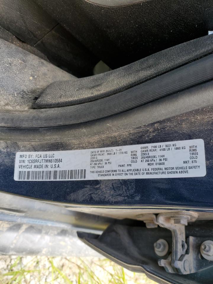 2021 Ram 1500 Laramie VIN: 1C6SRFJT7MN610584 Lot: 71363605