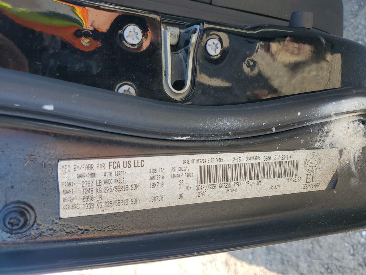 2015 Dodge Journey Crossroad VIN: 3C4PDDGG5FT607259 Lot: 71604825