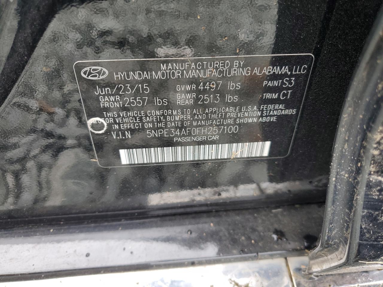 2015 Hyundai Sonata VIN: 5NPE34AF0FH257100 Lot: 80107445