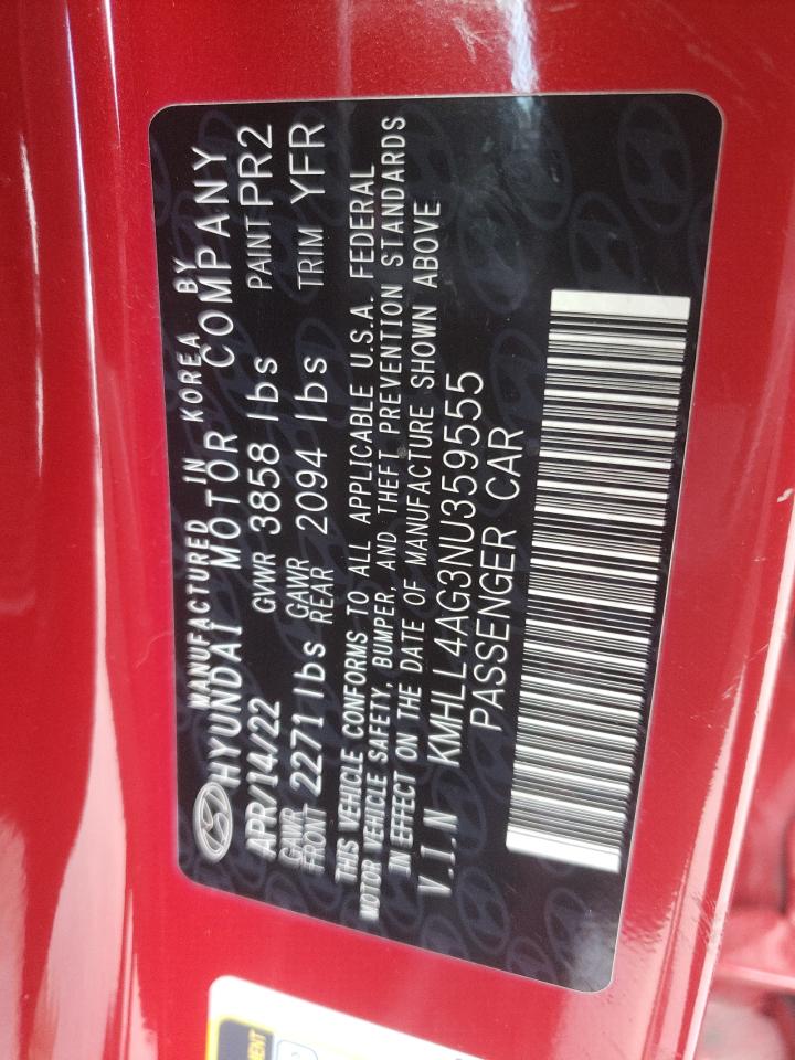 2022 Hyundai Elantra Se VIN: KMHLL4AG3NU359555 Lot: 84425025