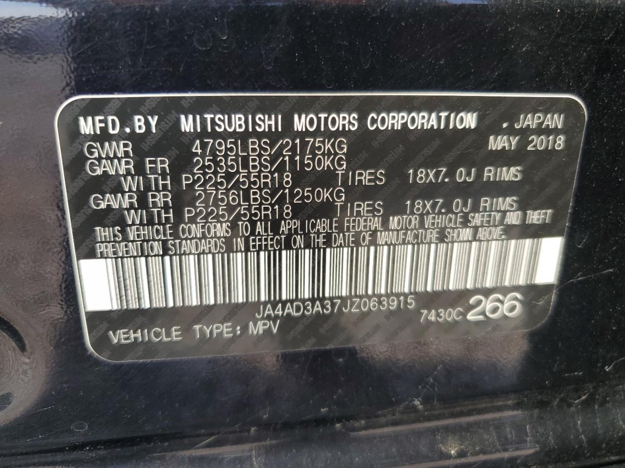 2018 Mitsubishi Outlander Se VIN: JA4AD3A37JZ063915 Lot: 80669515