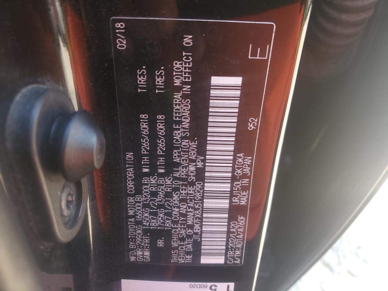 2018 Lexus Gx 460 VIN: JTJBM7FX8J5198290 Lot: 81077715