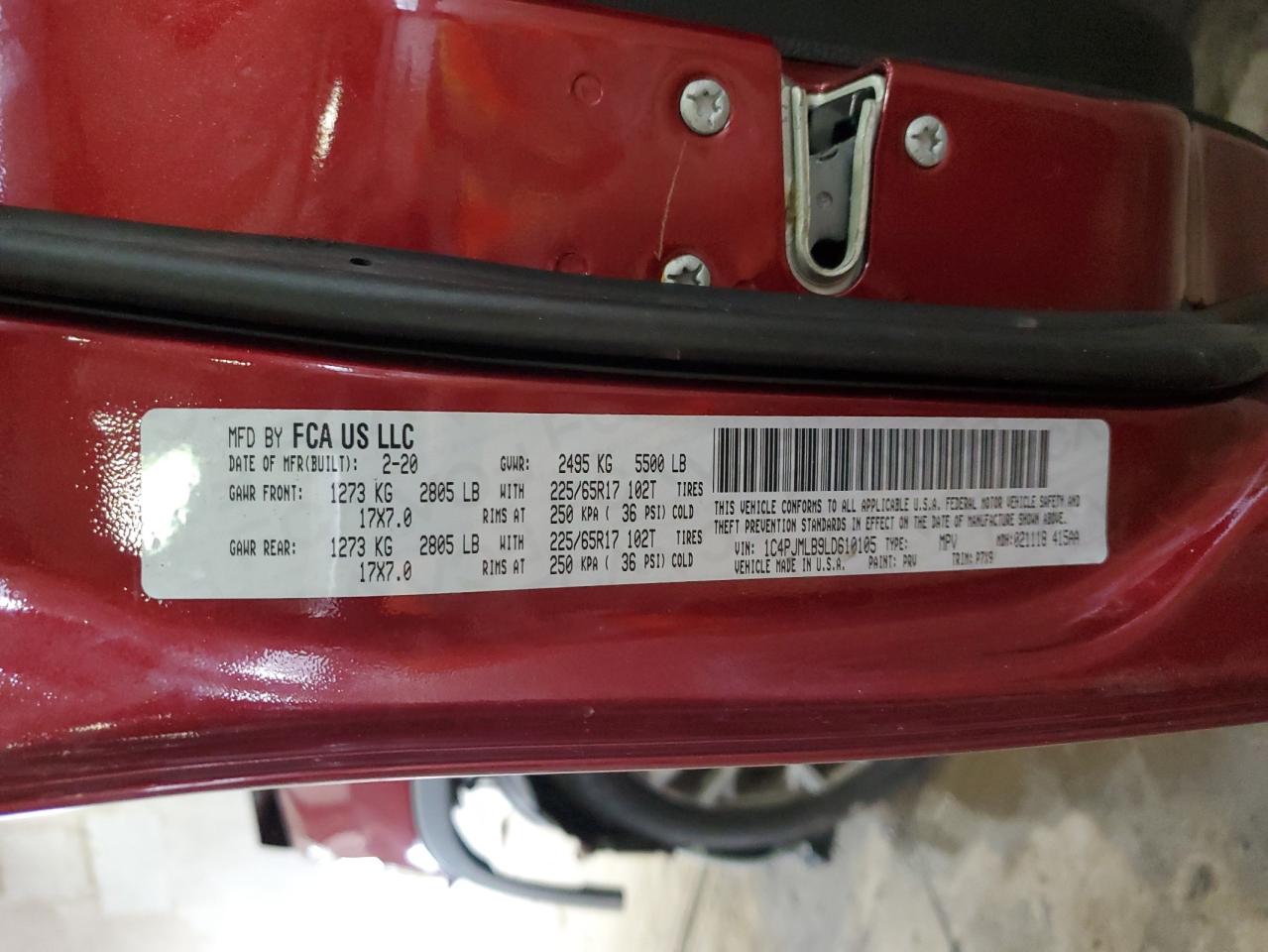 2020 Jeep Cherokee Latitude Plus VIN: 1C4PJMLB9LD610105 Lot: 80030845