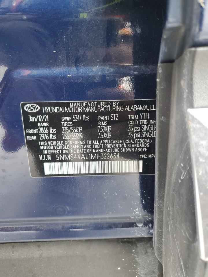 2021 Hyundai Santa Fe Limited VIN: 5NMS44AL1MH322634 Lot: 80454335