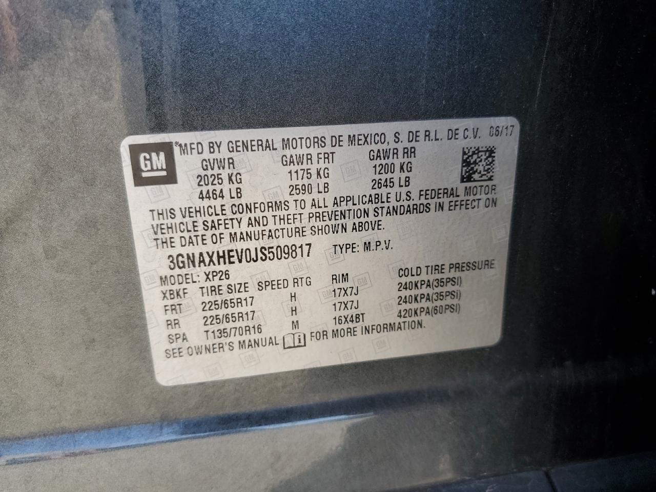 2018 Chevrolet Equinox Ls VIN: 3GNAXHEV0JS509817 Lot: 81522995