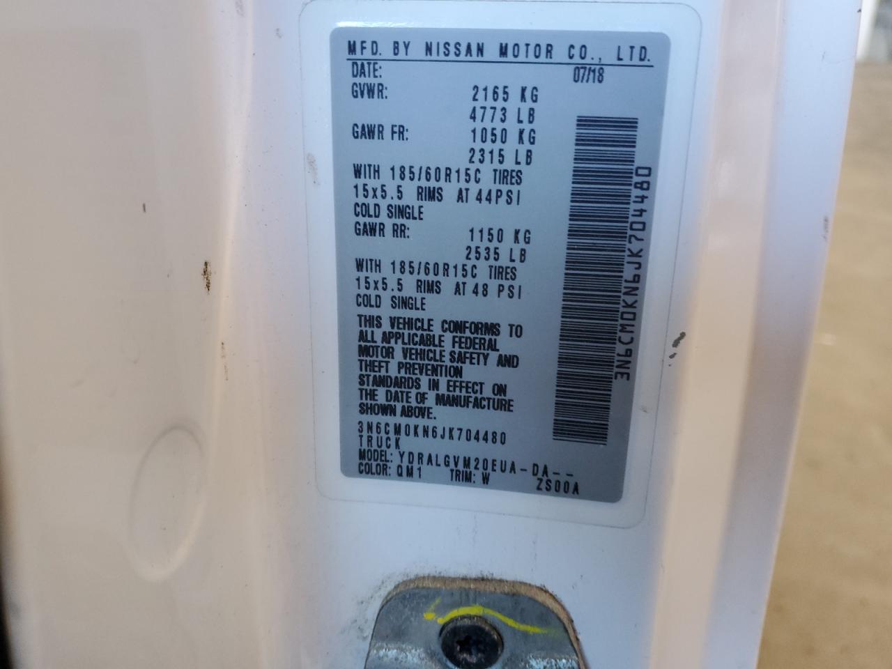 2018 Nissan Nv200 2.5S VIN: 3N6CM0KN6JK704480 Lot: 81707695