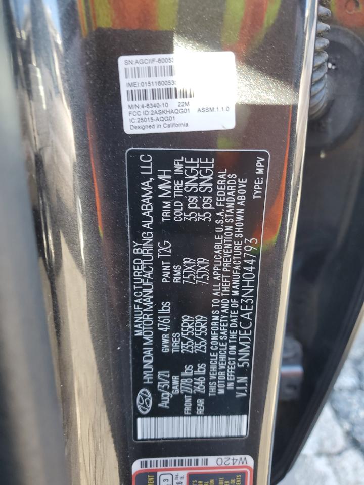 2022 Hyundai Tucson Limited VIN: 5NMJECAE3NH044793 Lot: 81924615