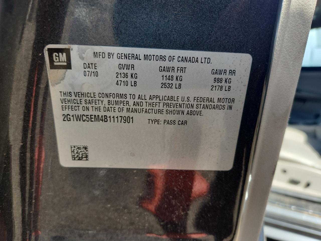 2011 Chevrolet Impala Ltz VIN: 2G1WC5EM4B1117901 Lot: 81529685