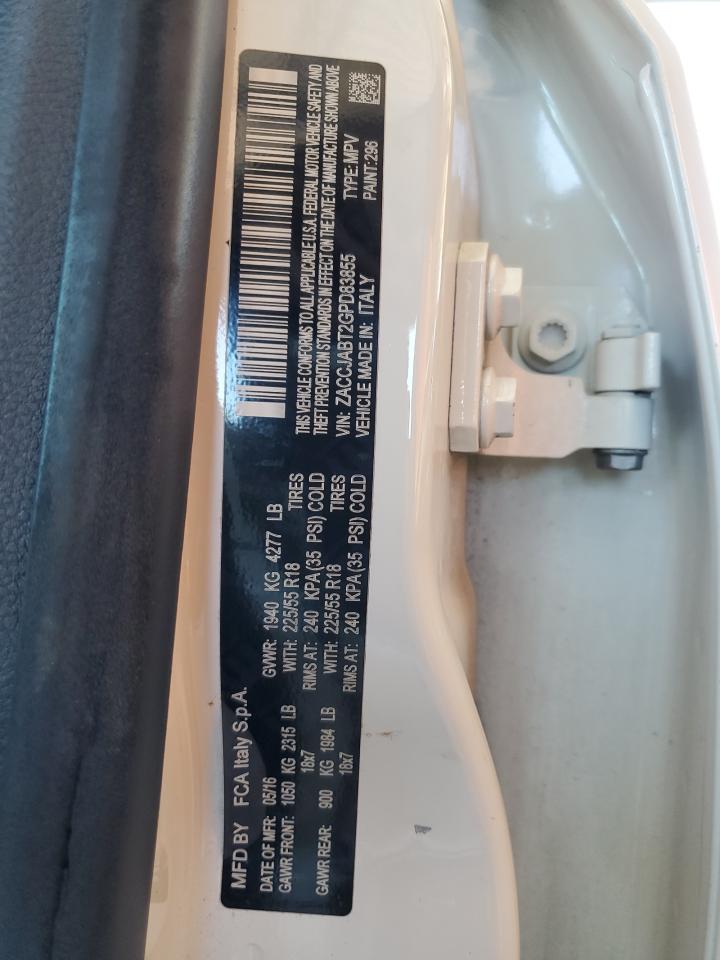 2016 Jeep Renegade Latitude VIN: ZACCJABT2GPD83855 Lot: 71555745