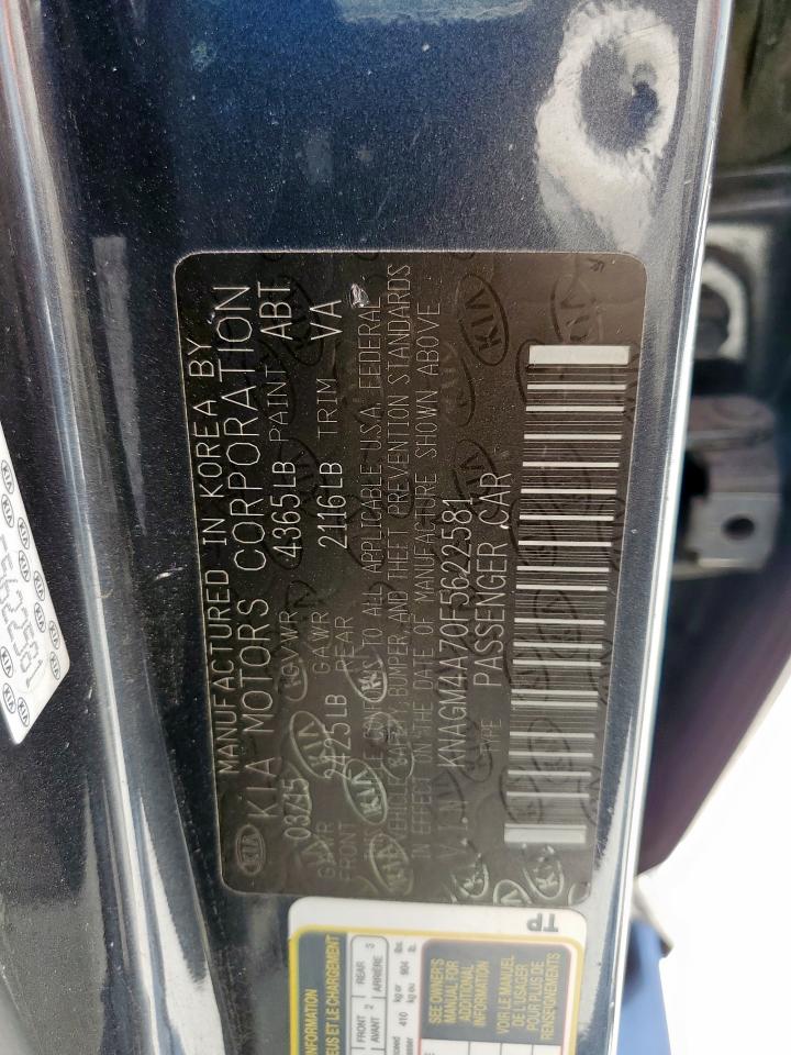 2015 Kia Optima Lx VIN: KNAGM4A70F5622581 Lot: 80443005