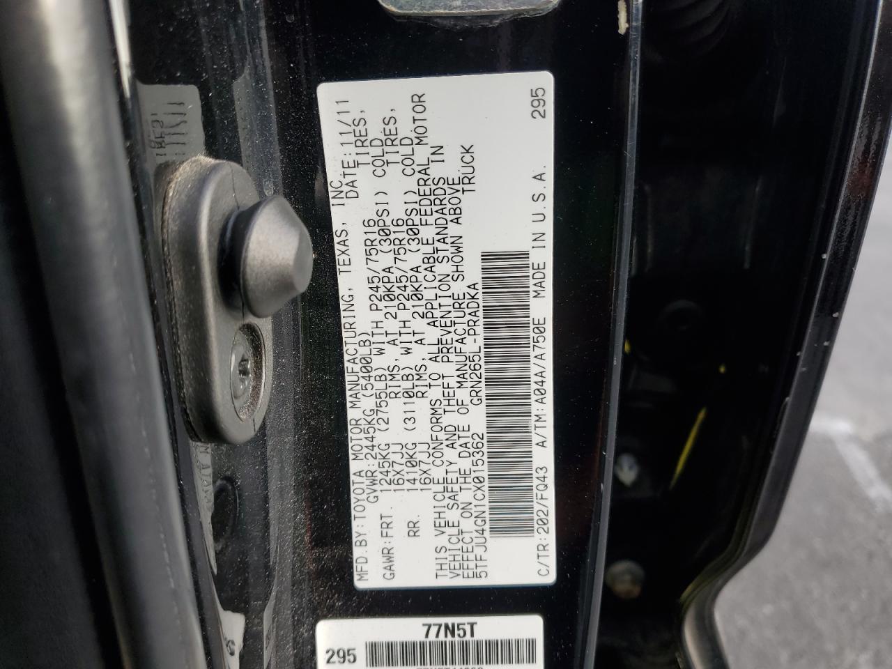 2012 Toyota Tacoma Double Cab Prerunner VIN: 5TFJU4GN1CX015362 Lot: 81569065