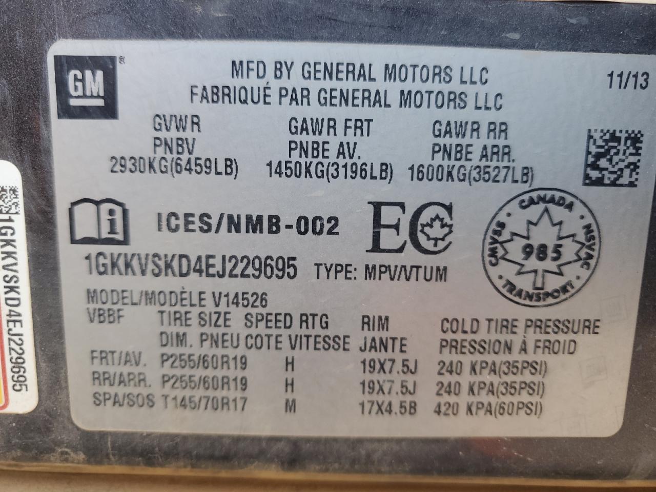 2014 GMC Acadia Slt-2 VIN: 1GKKVSKD4EJ229695 Lot: 81814375