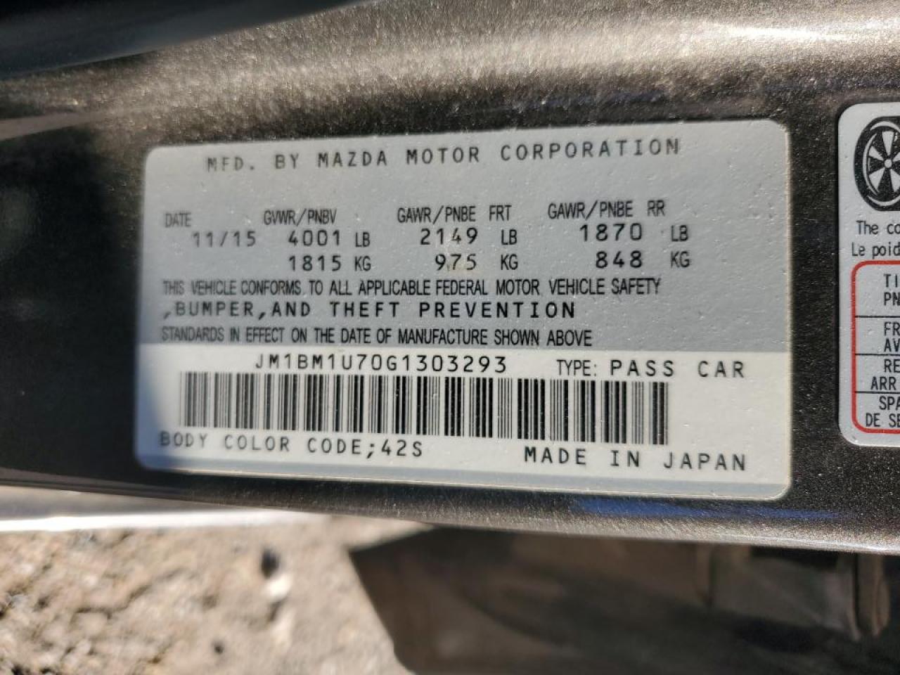 2016 Mazda 3 Sport VIN: JM1BM1U70G1303293 Lot: 81941735