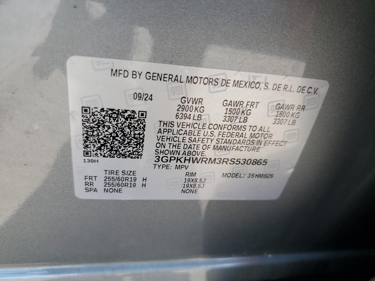 2024 Honda Prologue Tour VIN: 3GPKHWRM3RS530865 Lot: 84758575