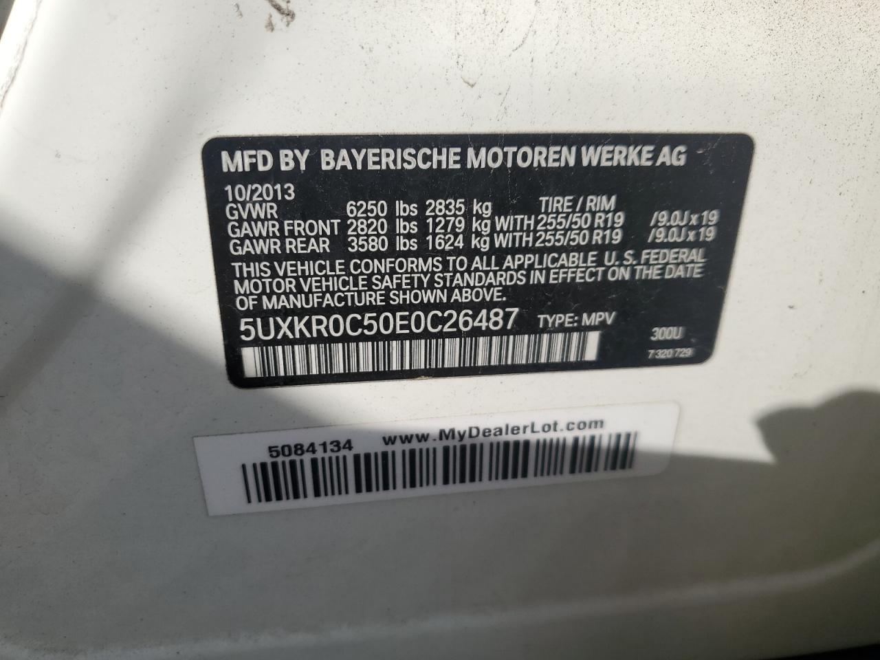 2014 BMW X5 xDrive35I VIN: 5UXKR0C50E0C26487 Lot: 80395955