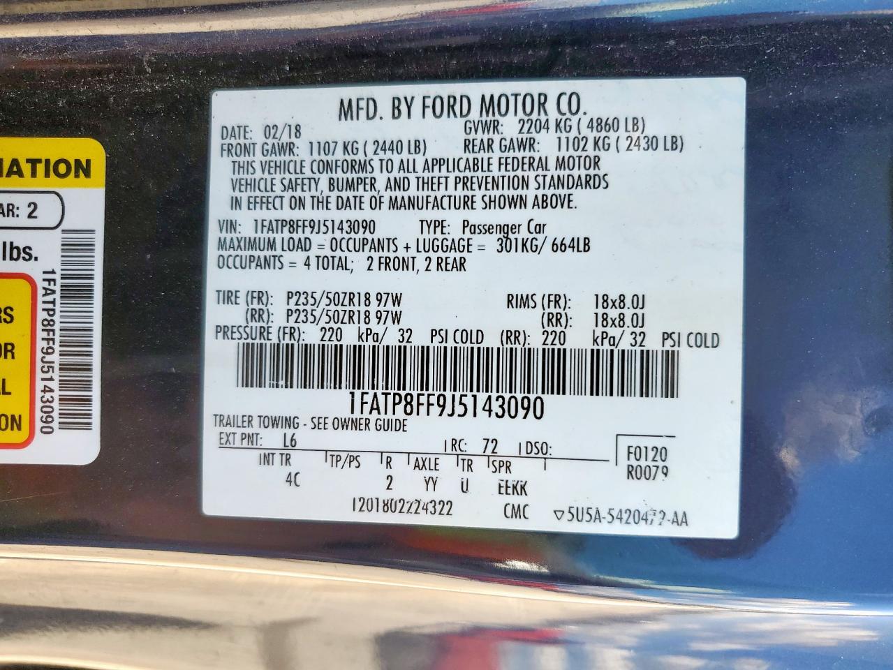 2018 Ford Mustang Gt VIN: 1FATP8FF9J5143090 Lot: 81807185