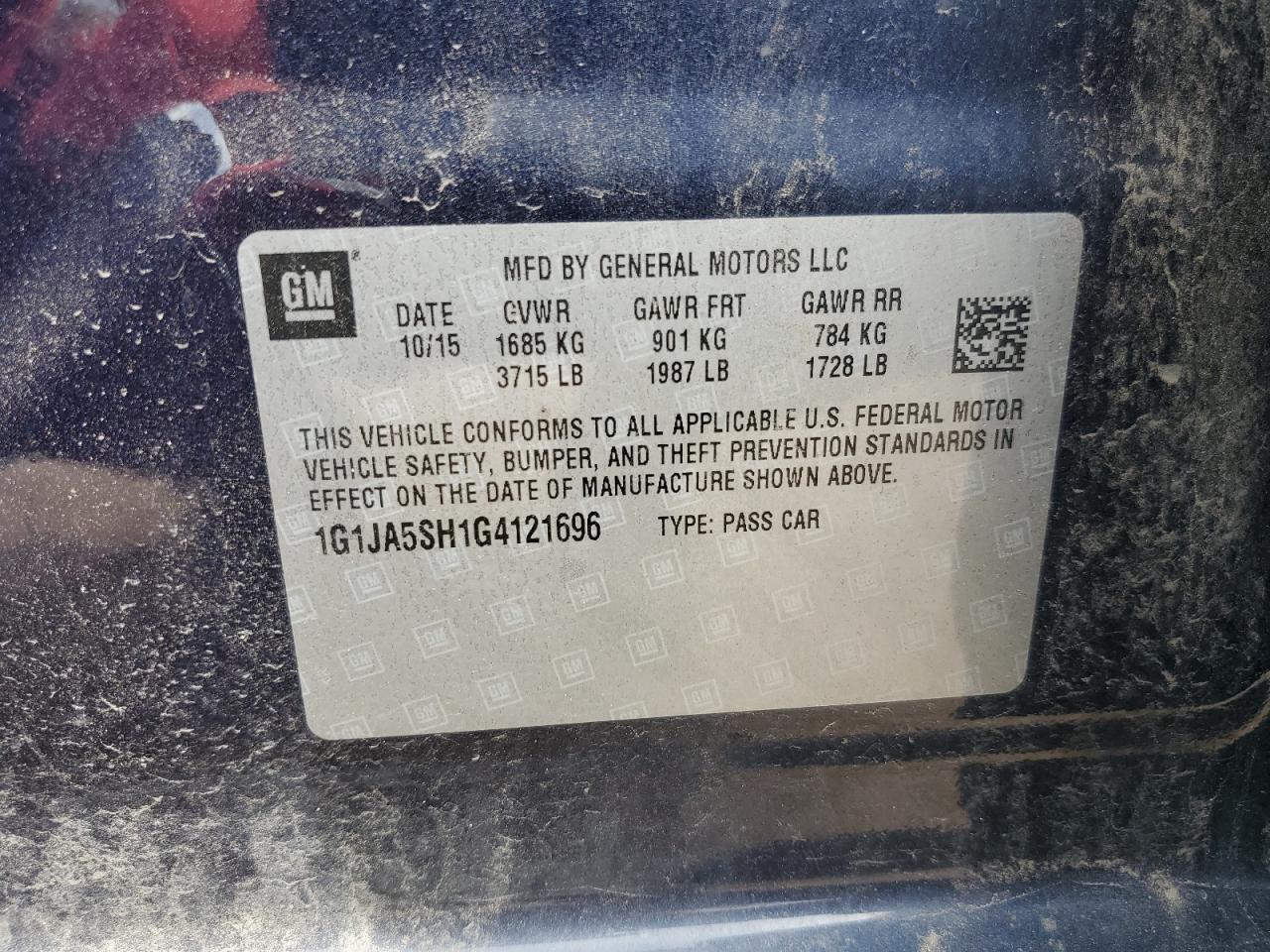 2016 Chevrolet Sonic Ls VIN: 1G1JA5SH1G4121696 Lot: 80178975