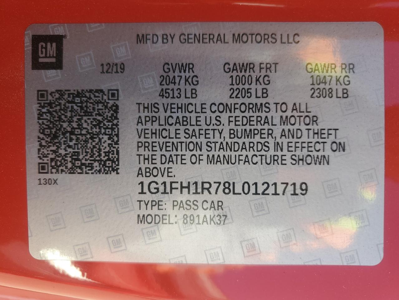 2020 Chevrolet Camaro Ss VIN: 1G1FH1R78L0121719 Lot: 80556955