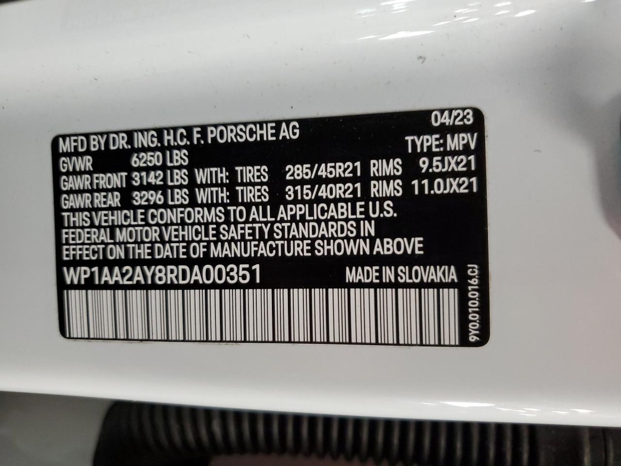 2024 Porsche Cayenne VIN: WP1AA2AY8RDA00351 Lot: 71120935