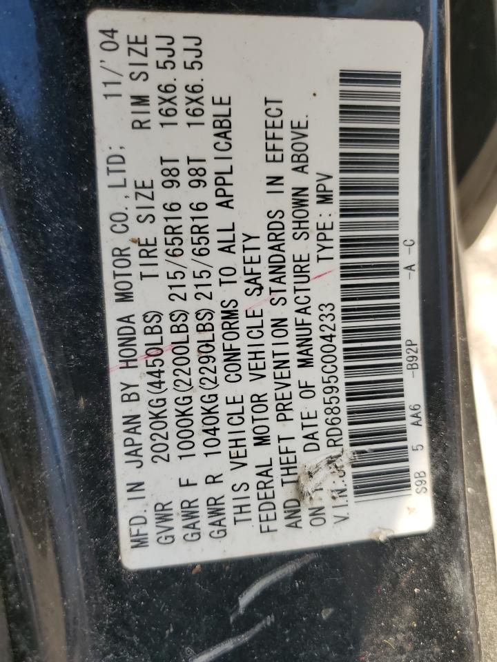 2005 Honda Cr-V Lx VIN: JHLRD68595C004233 Lot: 80391385