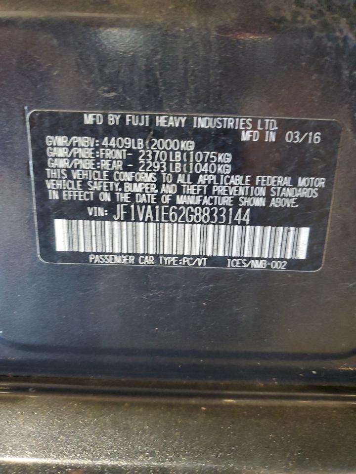 2016 Subaru Wrx Premium VIN: JF1VA1E62G8833144 Lot: 80101045