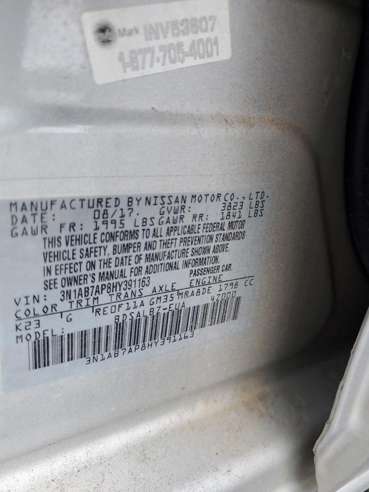 2017 Nissan Sentra S VIN: 3N1AB7AP8HY391163 Lot: 80051455