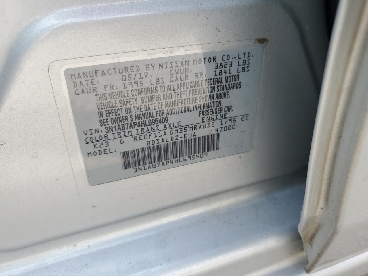 2017 Nissan Sentra S VIN: 3N1AB7AP4HL695409 Lot: 81566615