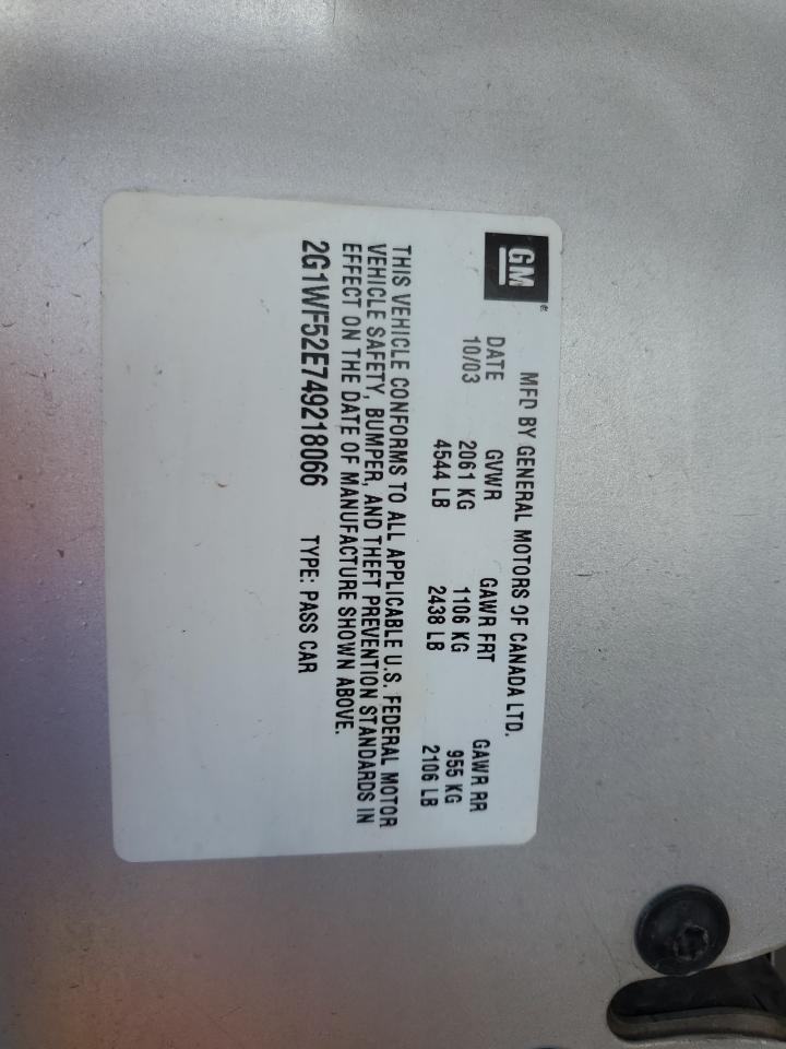 2004 Chevrolet Impala VIN: 2G1WF52E749218066 Lot: 81733205