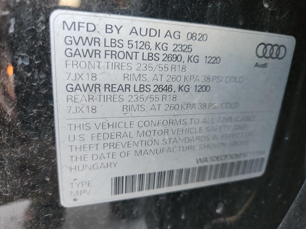 2021 Audi Q3 Premium S Line 45 VIN: WA1DECF30M1011158 Lot: 84470435