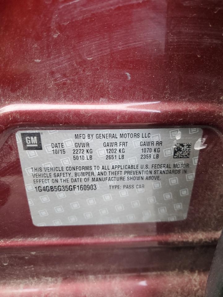 2016 Buick Lacrosse VIN: 1G4GB5G35GF160903 Lot: 80192655