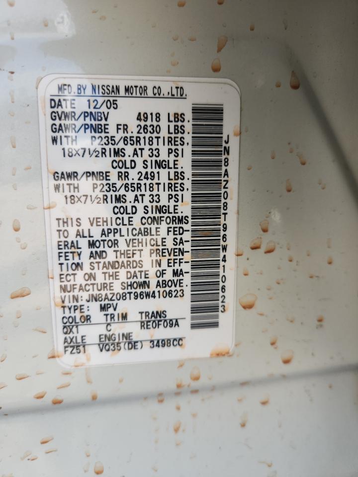 2006 Nissan Murano Sl VIN: JN8AZ08T96W410623 Lot: 71712015