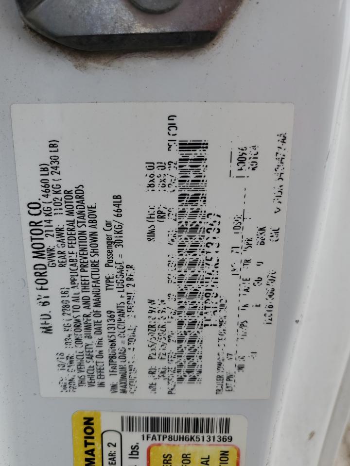 2019 Ford Mustang VIN: 1FATP8UH6K5131369 Lot: 72101535