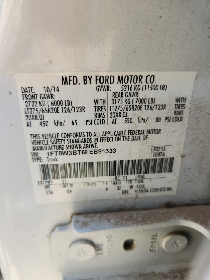 2015 Ford F350 Super Duty VIN: 1FT8W3BT6FEB91333 Lot: 71218545