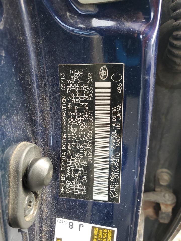 2013 Toyota Prius VIN: JTDKN3DU0D0355071 Lot: 84172855