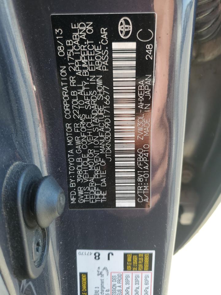 2013 Toyota Prius VIN: JTDKN3DU9D1716677 Lot: 81691945