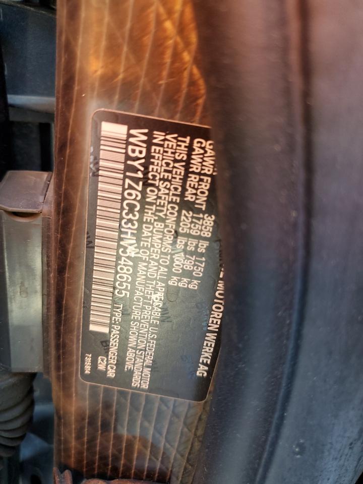 2017 BMW I3 Bev VIN: WBY1Z6C33HV548655 Lot: 81396045