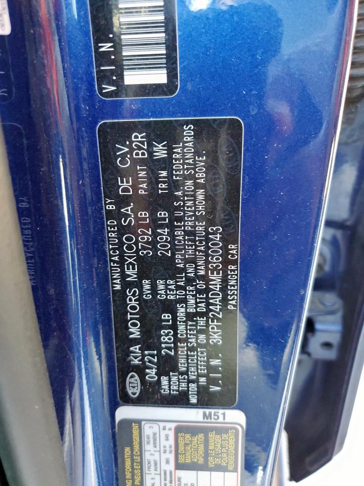 2021 Kia Forte Fe VIN: 3KPF24AD4ME360043 Lot: 82094665
